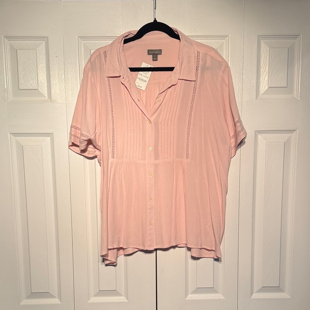 Style & Co. Pale Pink Short-Sleeve Button-Down Shirt